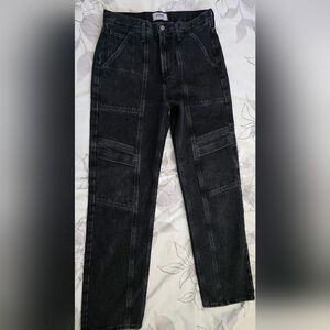 AGOLDE Black Cargo Straight Leg Cotton Jeans